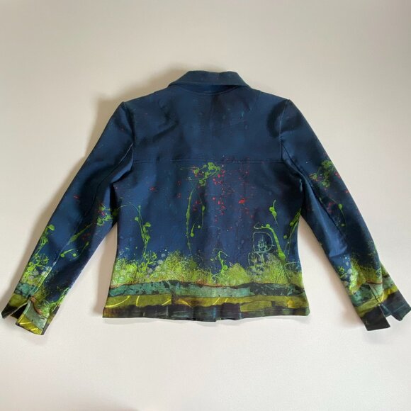 Simply Art Dolcezza Blue Green Fall Button Up Jacket S M - Picture 9 of 13